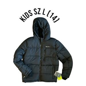 Eddie Bauer Kids Faux Shearling Lined Puffer Jacket Boys Sz L